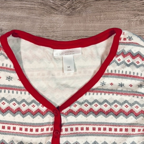 Lauren Conrad Medium Red Green and White Festive Christmas Patterned Pajama Set - Picture 2 of 6